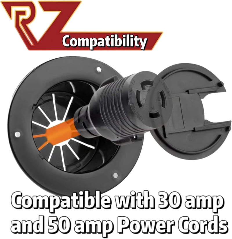 RV MURTS 5 Inch Electric Cable Hatch for 30 and 50 Amp Cords, RV Power Cord Cable Hatch Cover Easy Install, UV-Stabilized Round RV Parts Compatible with Coleman Jayco Pop-Up Camper Cargo Travel. - Image 2